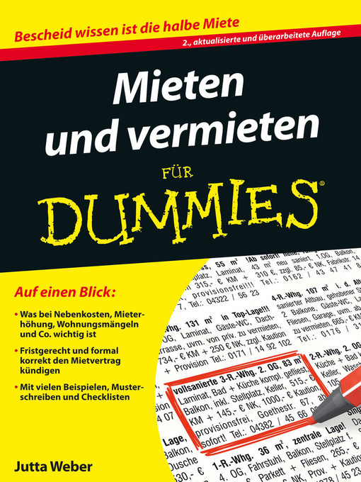 Cover image for Mieten und Vermieten für Dummies